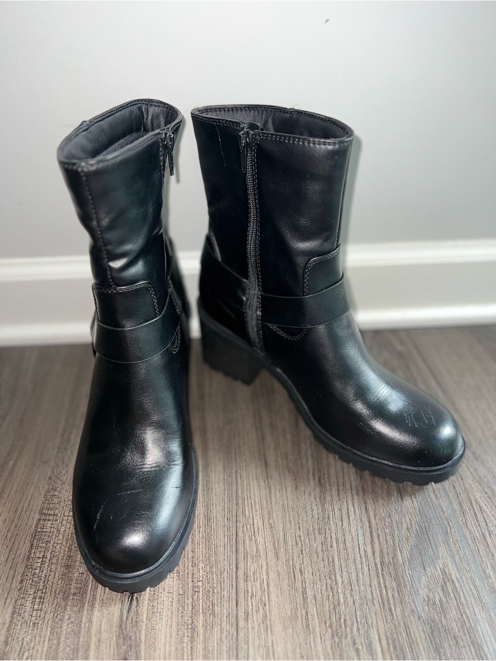 Target Women’s Black Harness Moto Boots Size 10 Side Zip